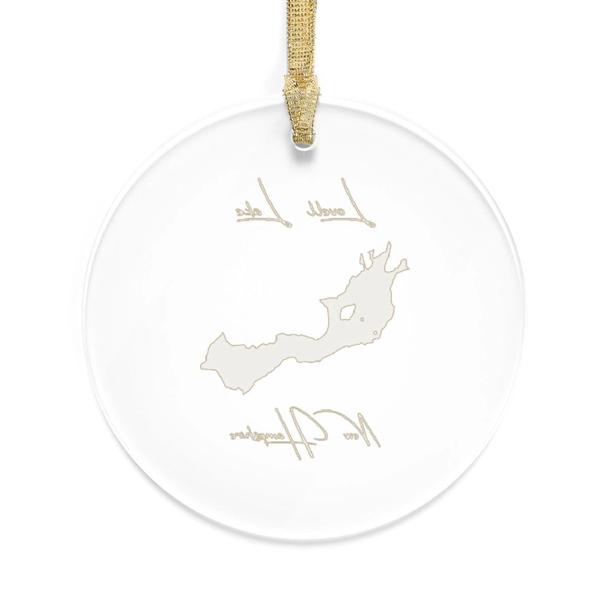 New Hampshire Lovell Lake Tree Ornament other position view from back round.webp