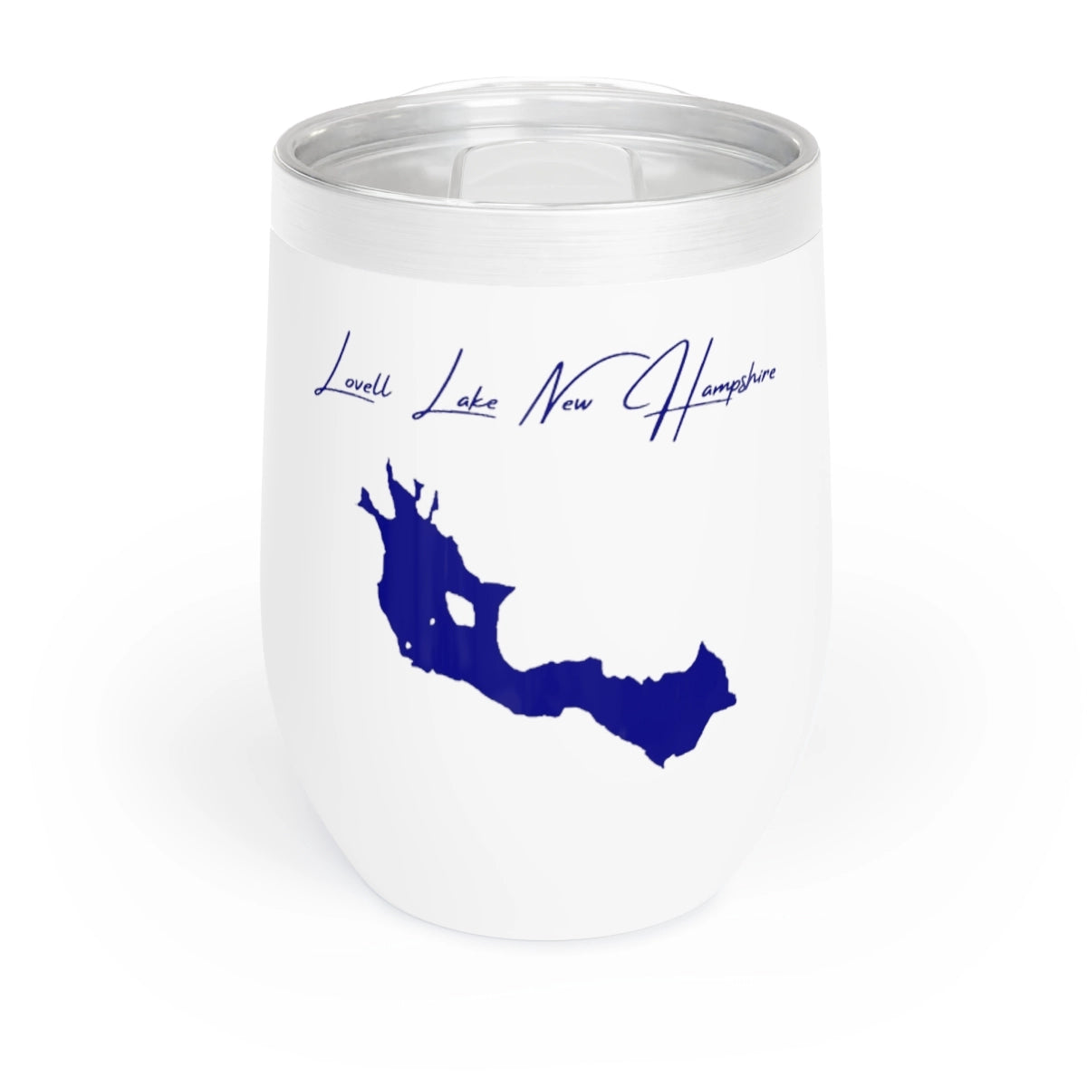 New Hampshire Lovell Lake Wine Tumbler front position view from front white.webp