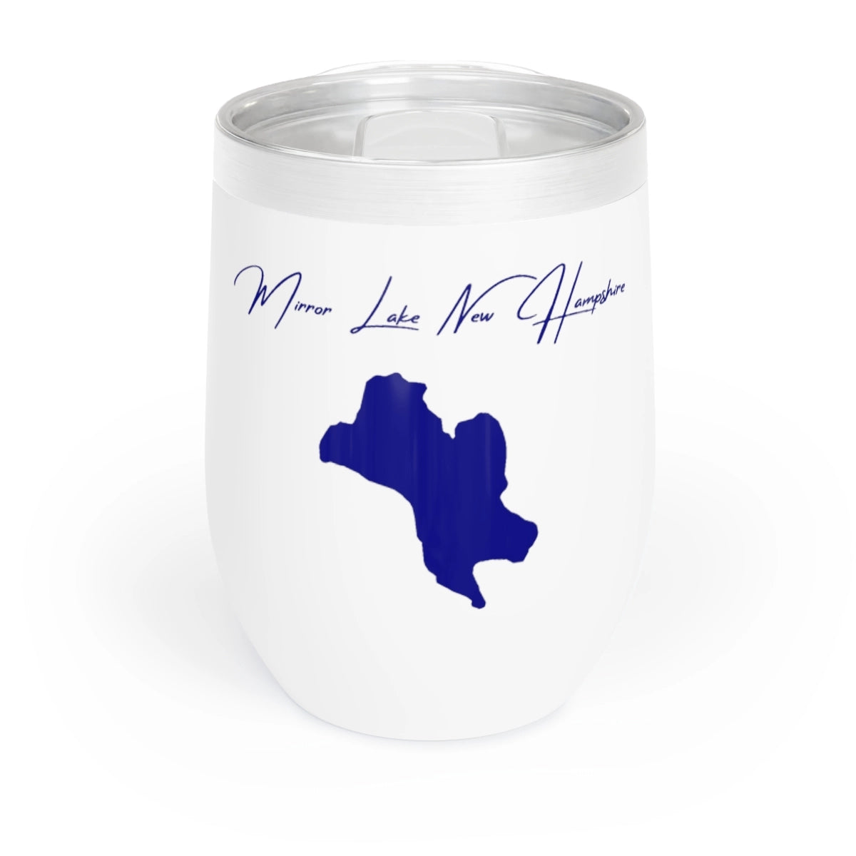 New Hampshire Mirror Lake Wine Tumbler front position view from front white.webp