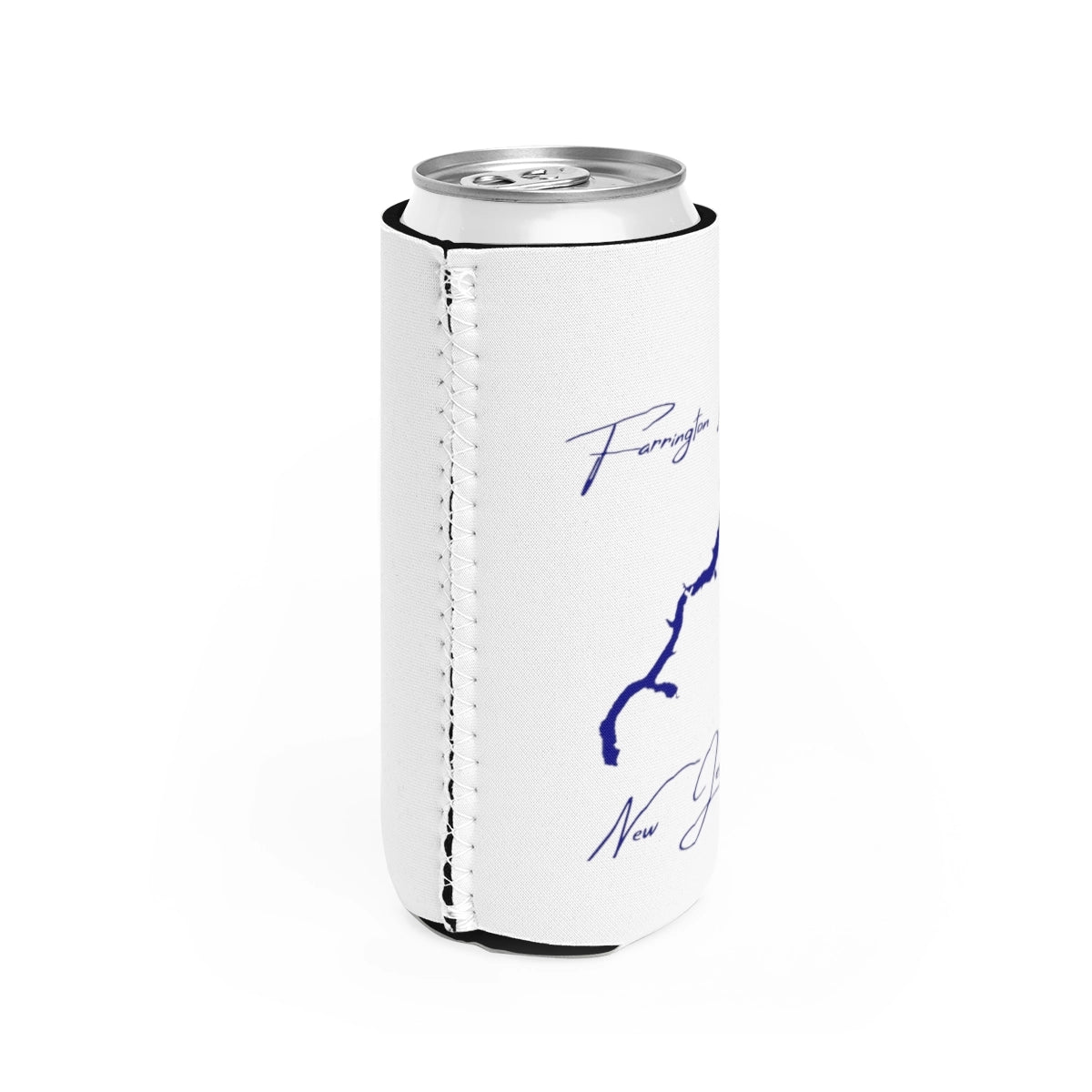 New Jersey Farrington Lake Slim Can Koozie all position view from right white.webp