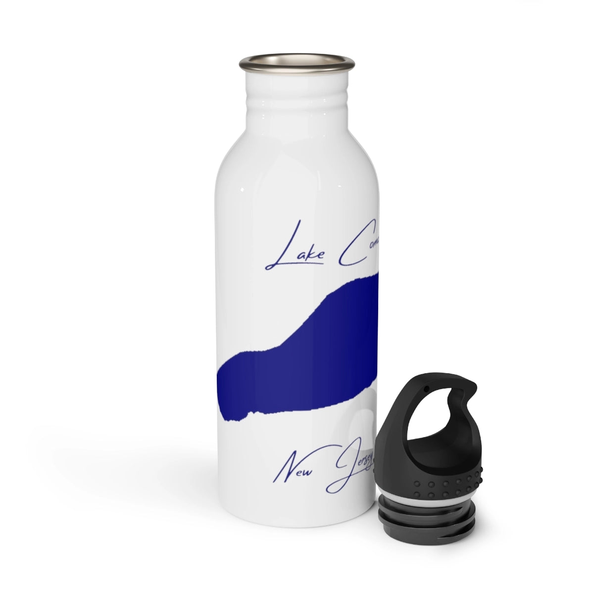 New Jersey Lake Como Water bottle other position view from open white.webp