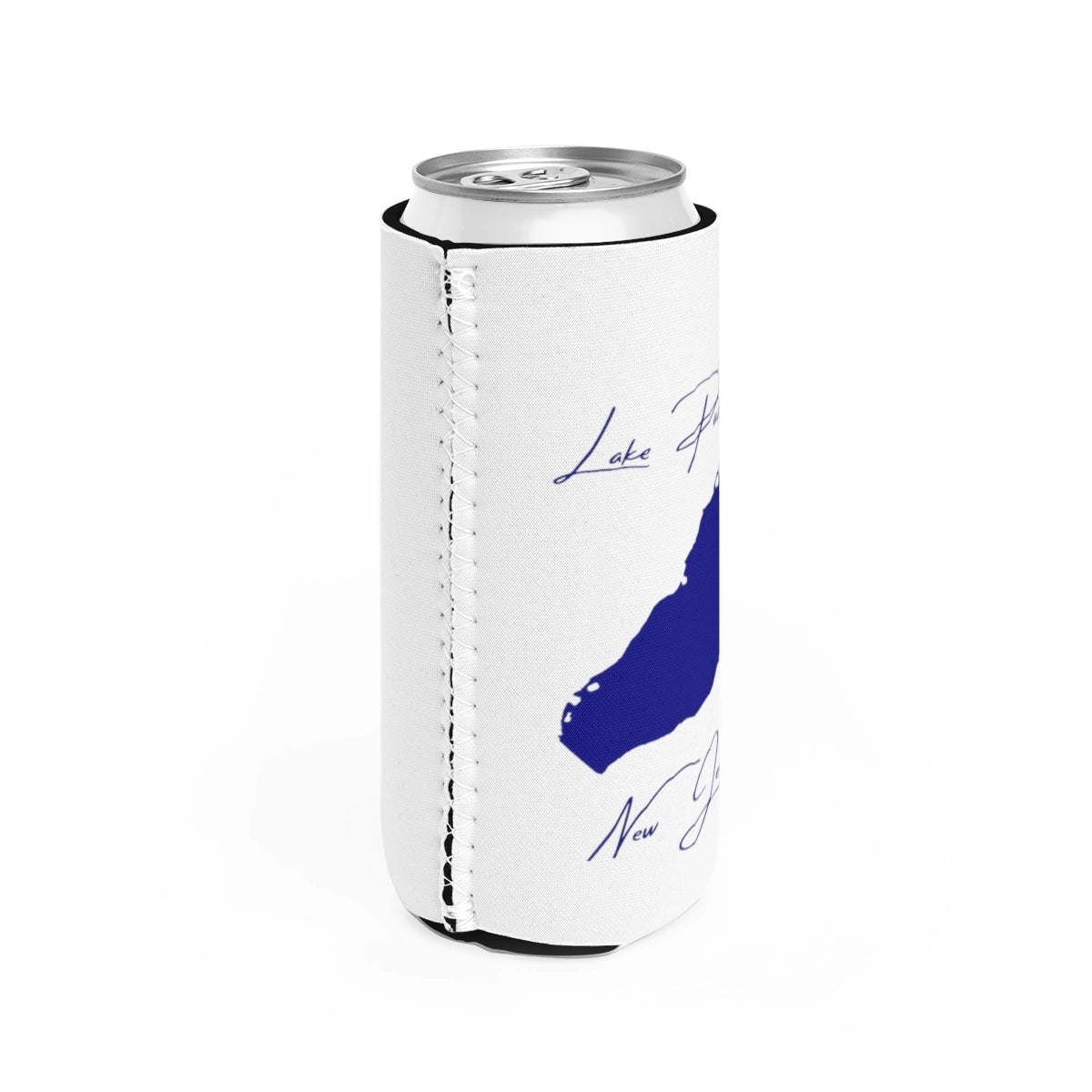 New Jersey Lake Parsippany Slim Can Koozie all position view from right white.webp