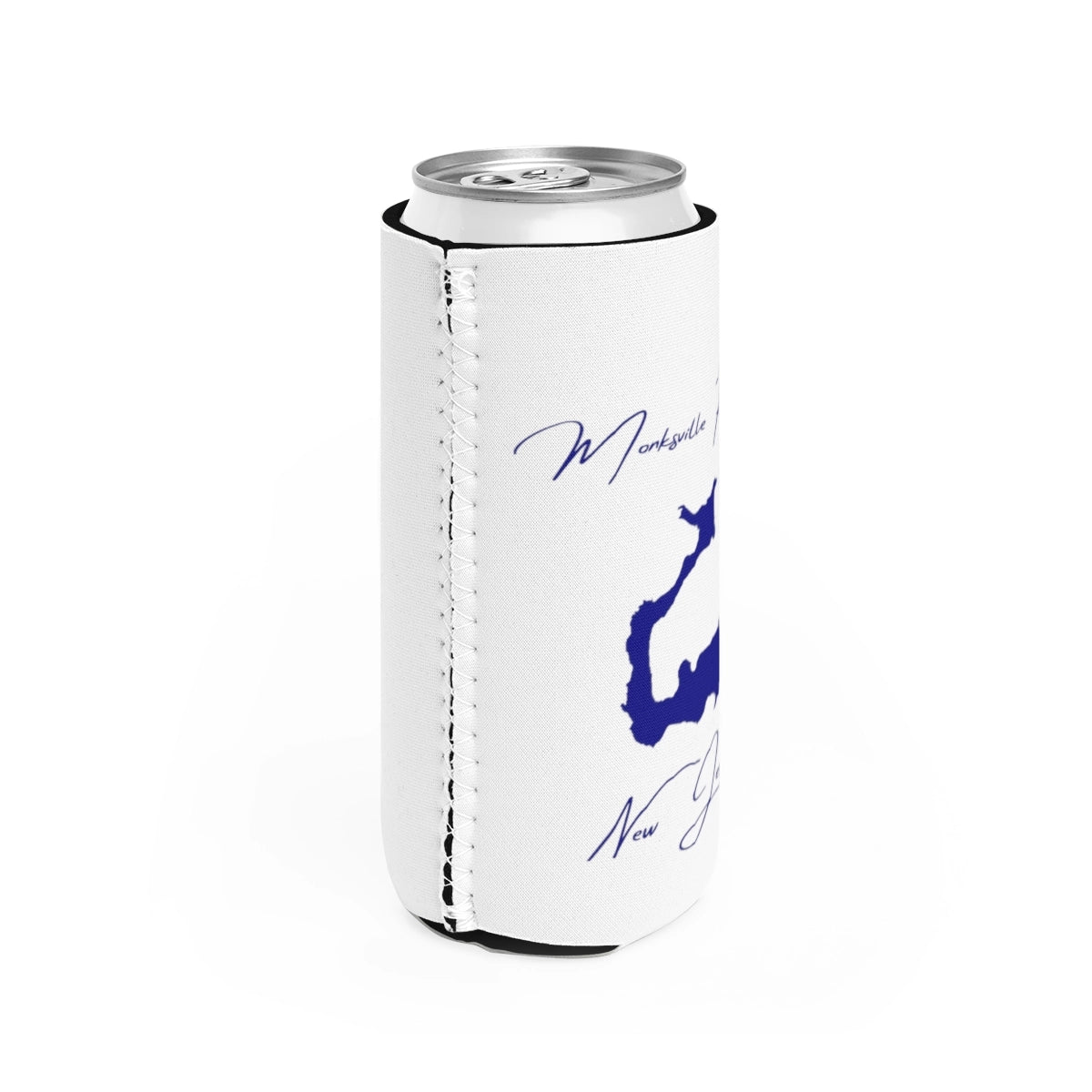 New Jersey Monksville Reservoir Slim Can Koozie all position view from right white.webp