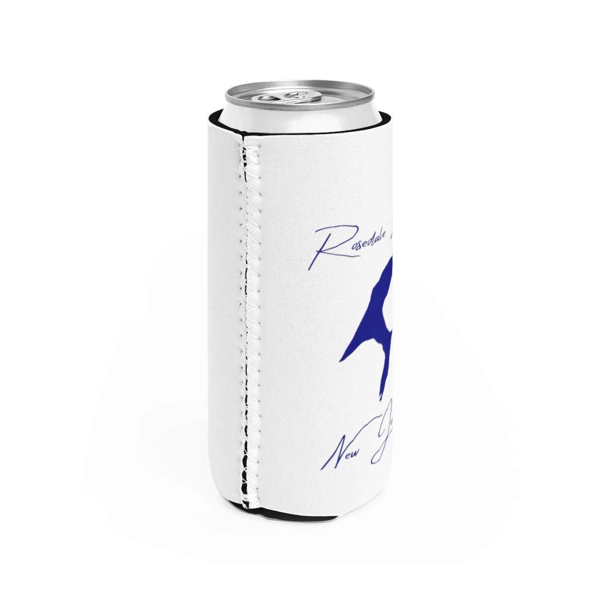 New Jersey Rosedale Lake Slim Can Koozie all position view from right white.webp