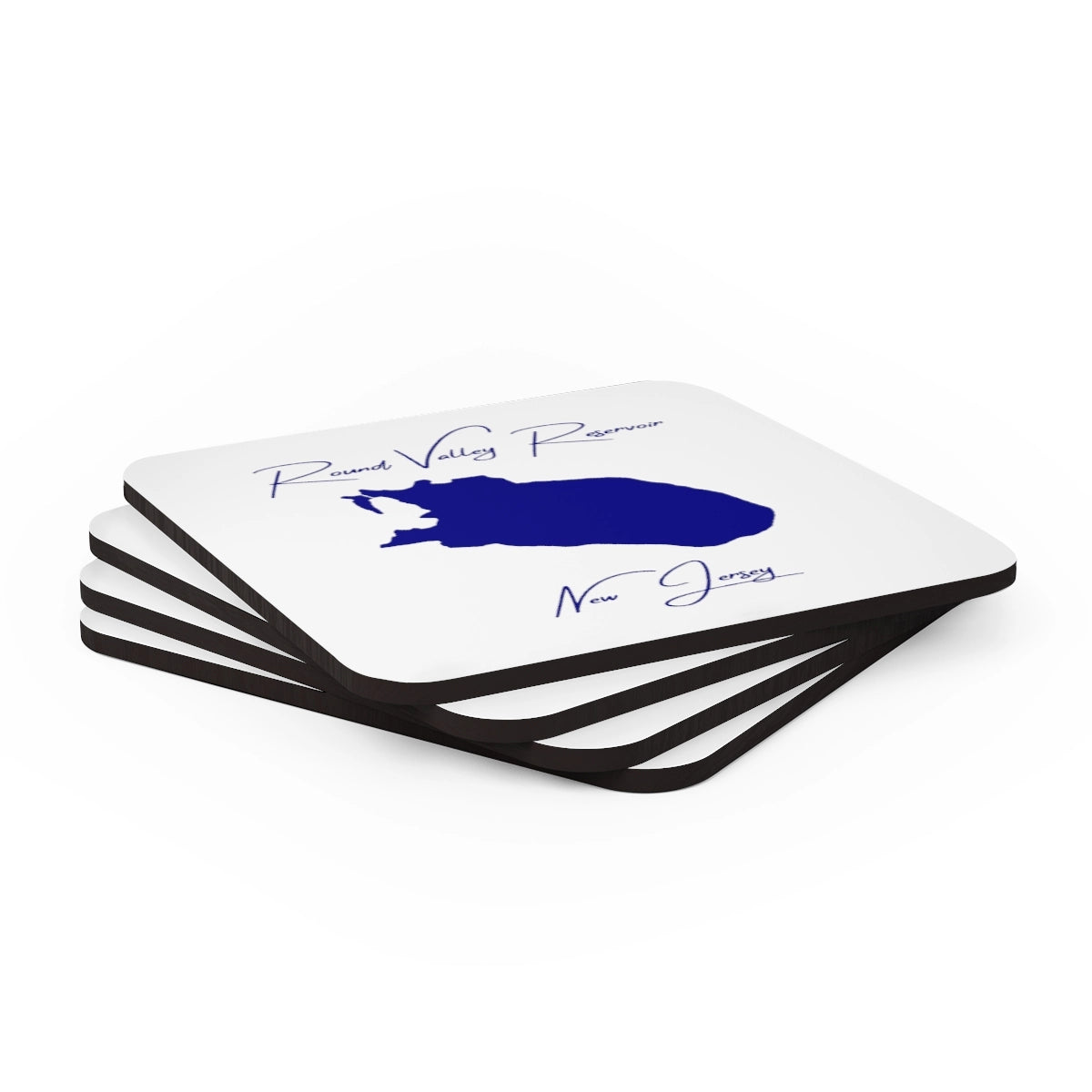 New Jersey Round Valley Reservoir Coaster Set front position view from stacked 3.75 x 3.75.webp