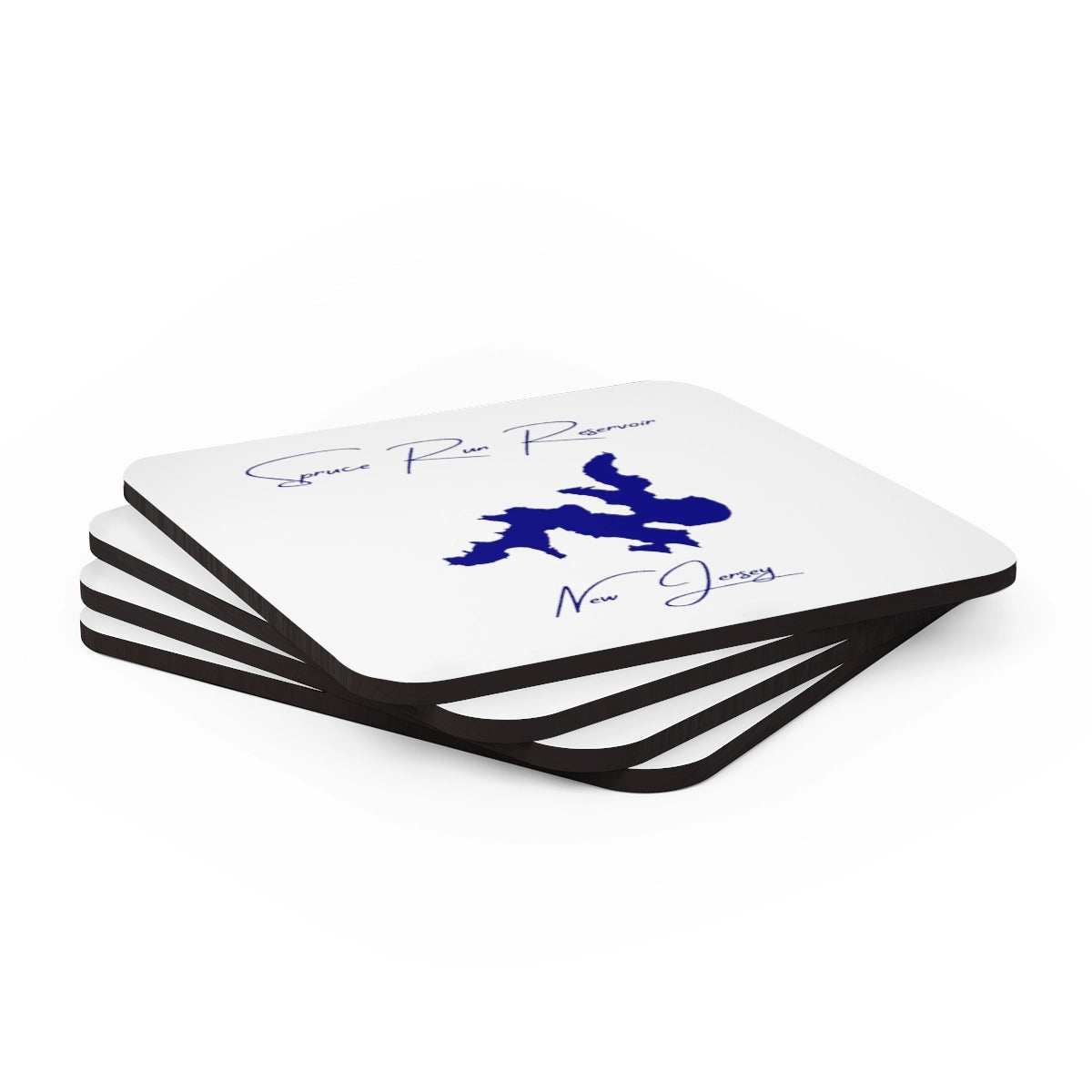 New Jersey Spruce Run Reservoir Coaster Set front position view from stacked 3.75 x 3.75.webp