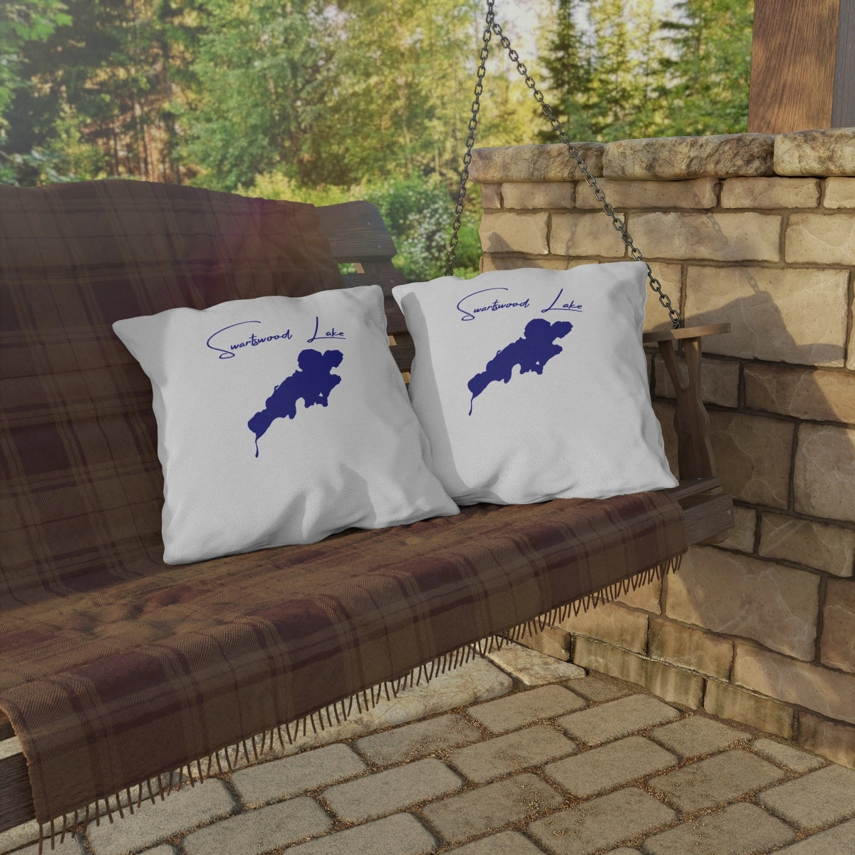 New Jersey Swartswood Lake Outdoor Pillow all position view from context-2 20 x 20.webp