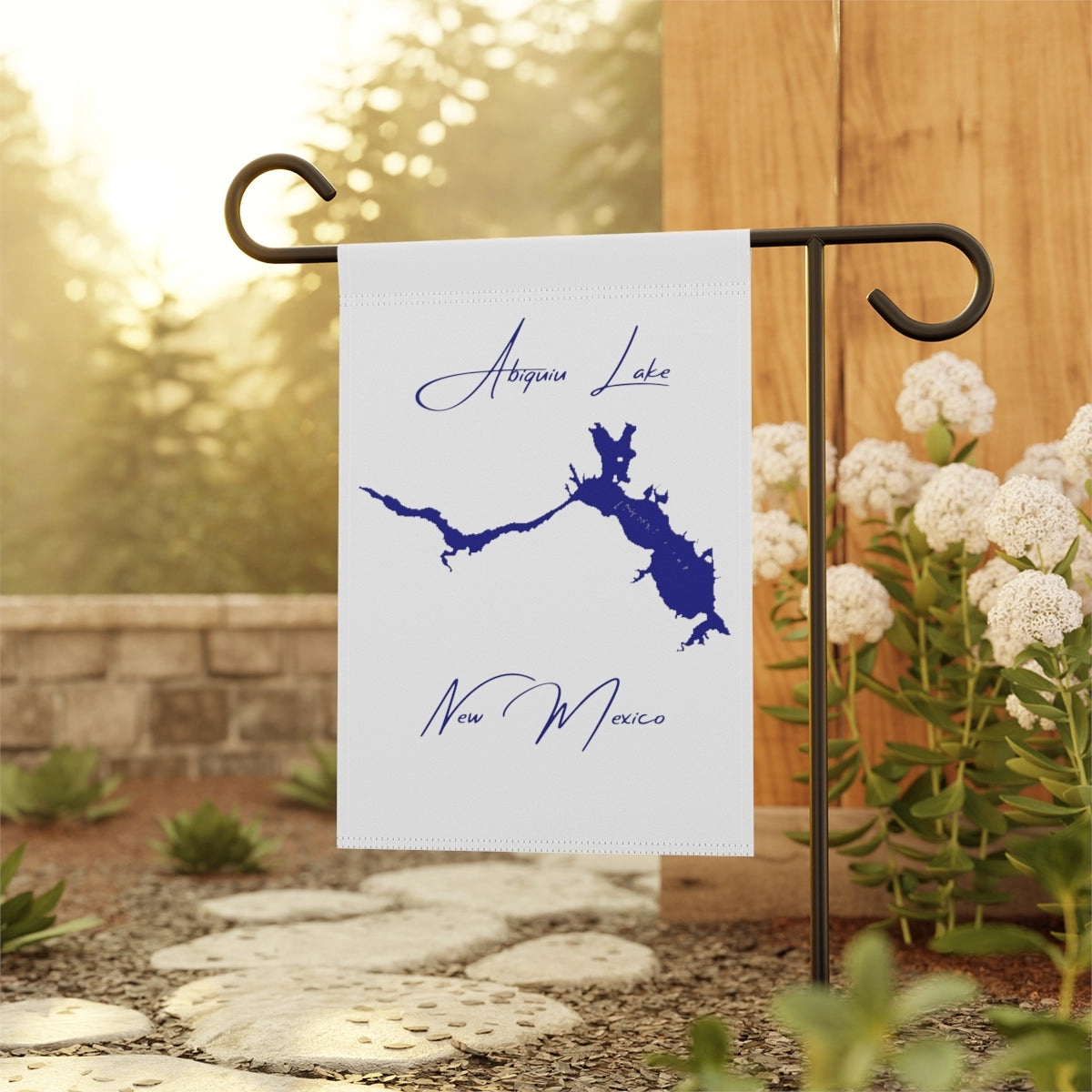 New Mexico Abiquiu Lake Garden Banner other position view from context-1 12'' x 18''.webp