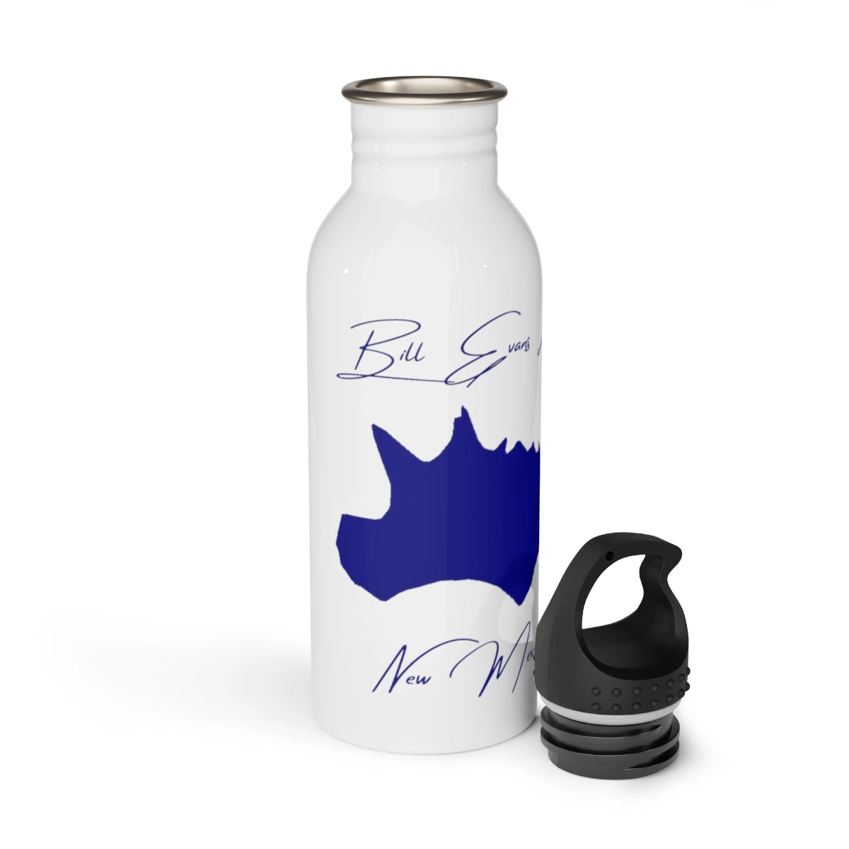 New Mexico Bill Evans Lake Water bottle other position view from open white.webp