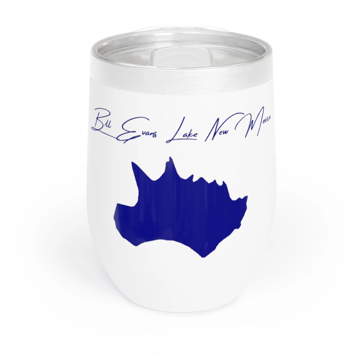New Mexico Bill Evans Lake Wine Tumbler front position view from front white.webp