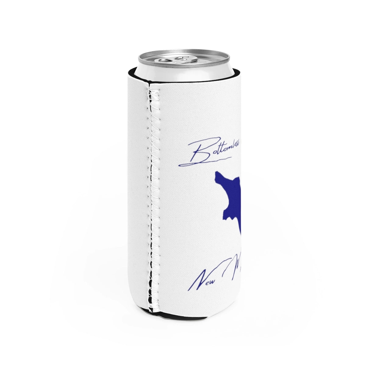 New Mexico Bottomless Lakes Slim Can Koozie all position view from right white.webp