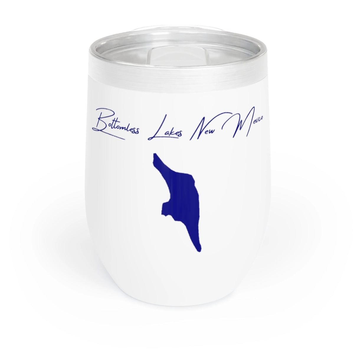 New Mexico Bottomless Lakes Wine Tumbler front position view from front white.webp