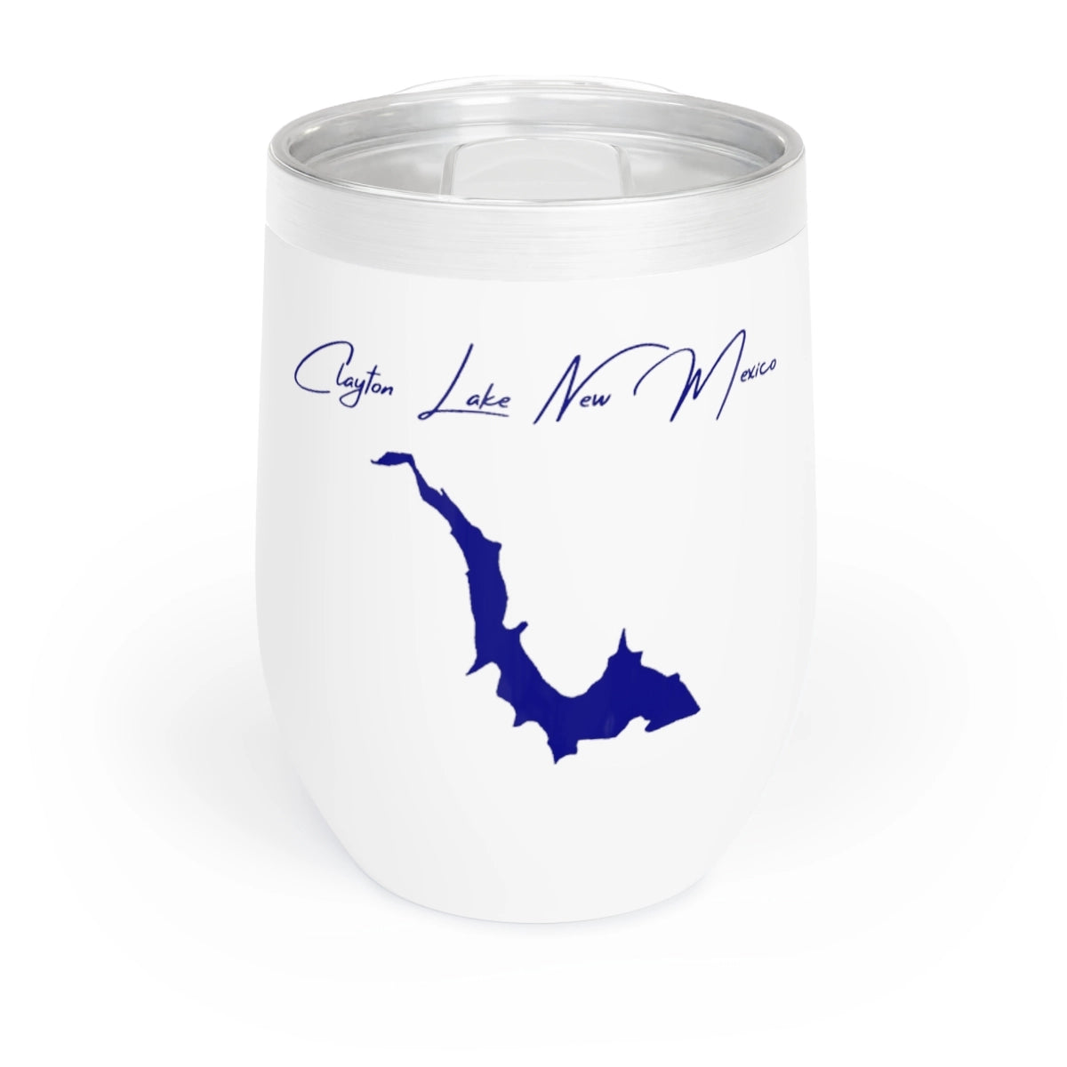 New Mexico Clayton Lake Wine Tumbler front position view from front white.webp