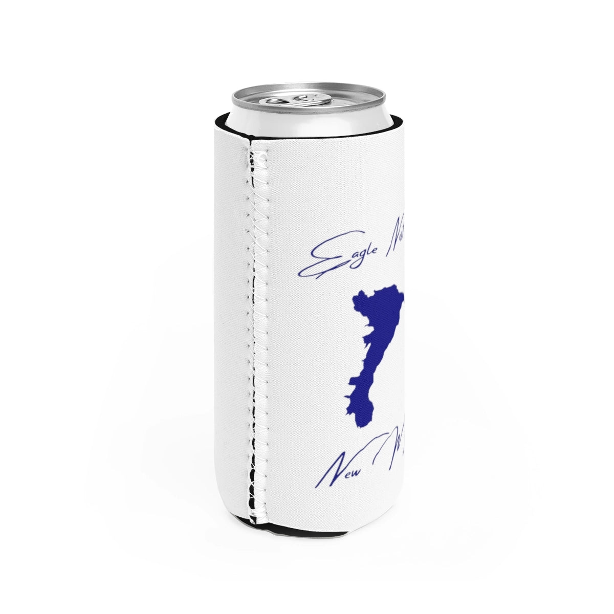 New Mexico Eagle Nest Lake Slim Can Koozie all position view from right white.webp
