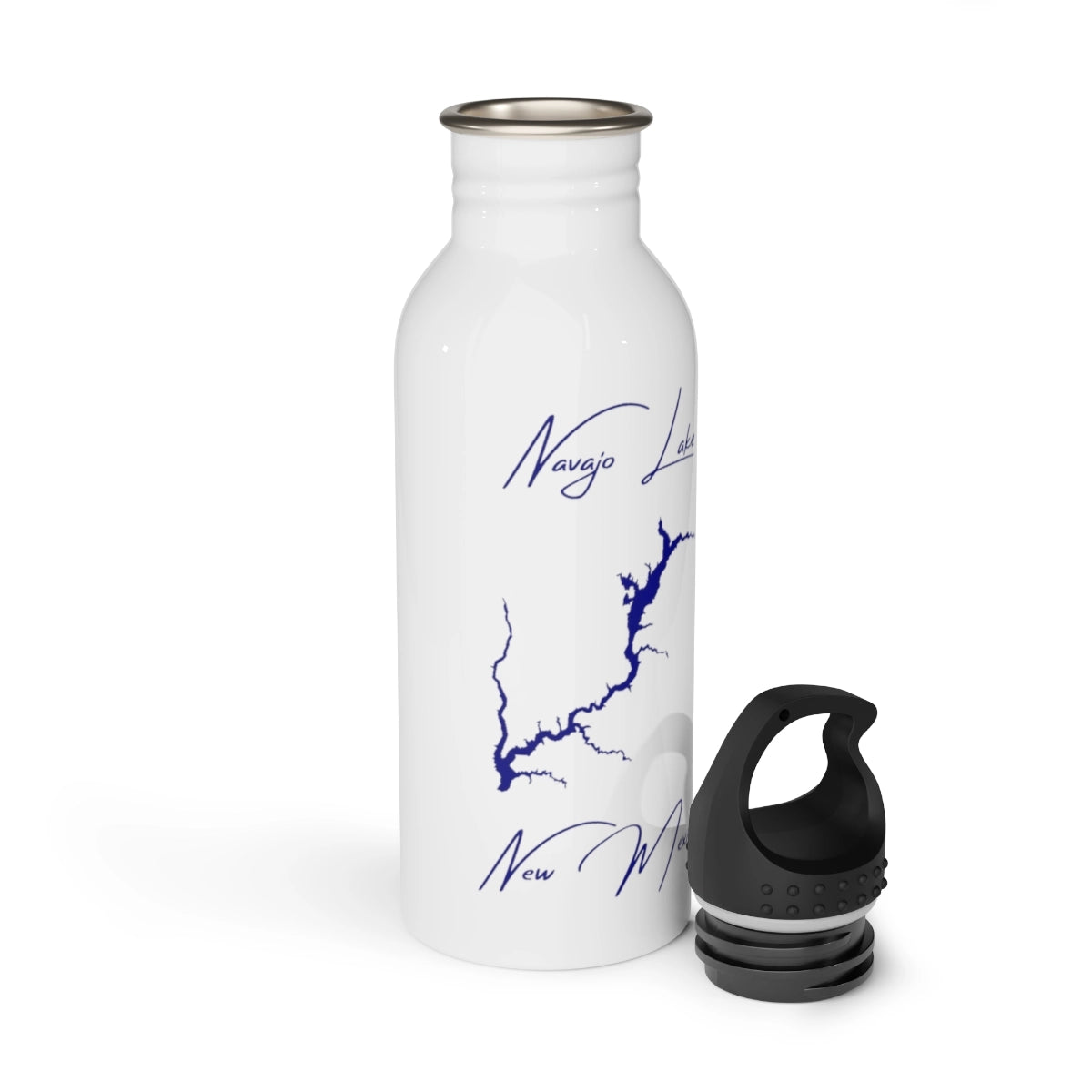 New Mexico Navajo Lake Water bottle other position view from open white.webp