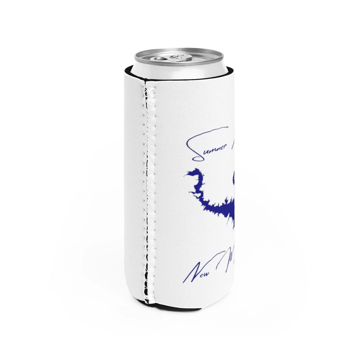 New Mexico Sumner Lake Slim Can Koozie all position view from right white.webp