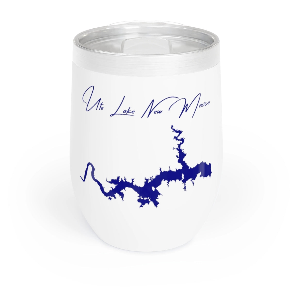 New Mexico Ute Lake Wine Tumbler front position view from front white.webp
