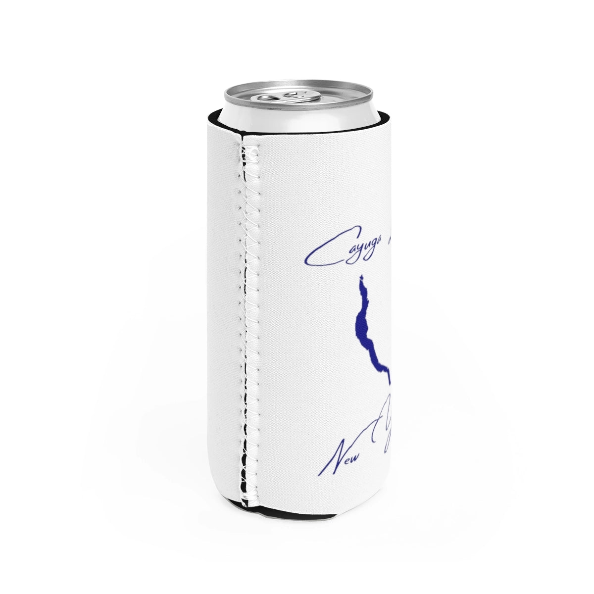 New York Cayuga Lake Slim Can Koozie all position view from right white.webp