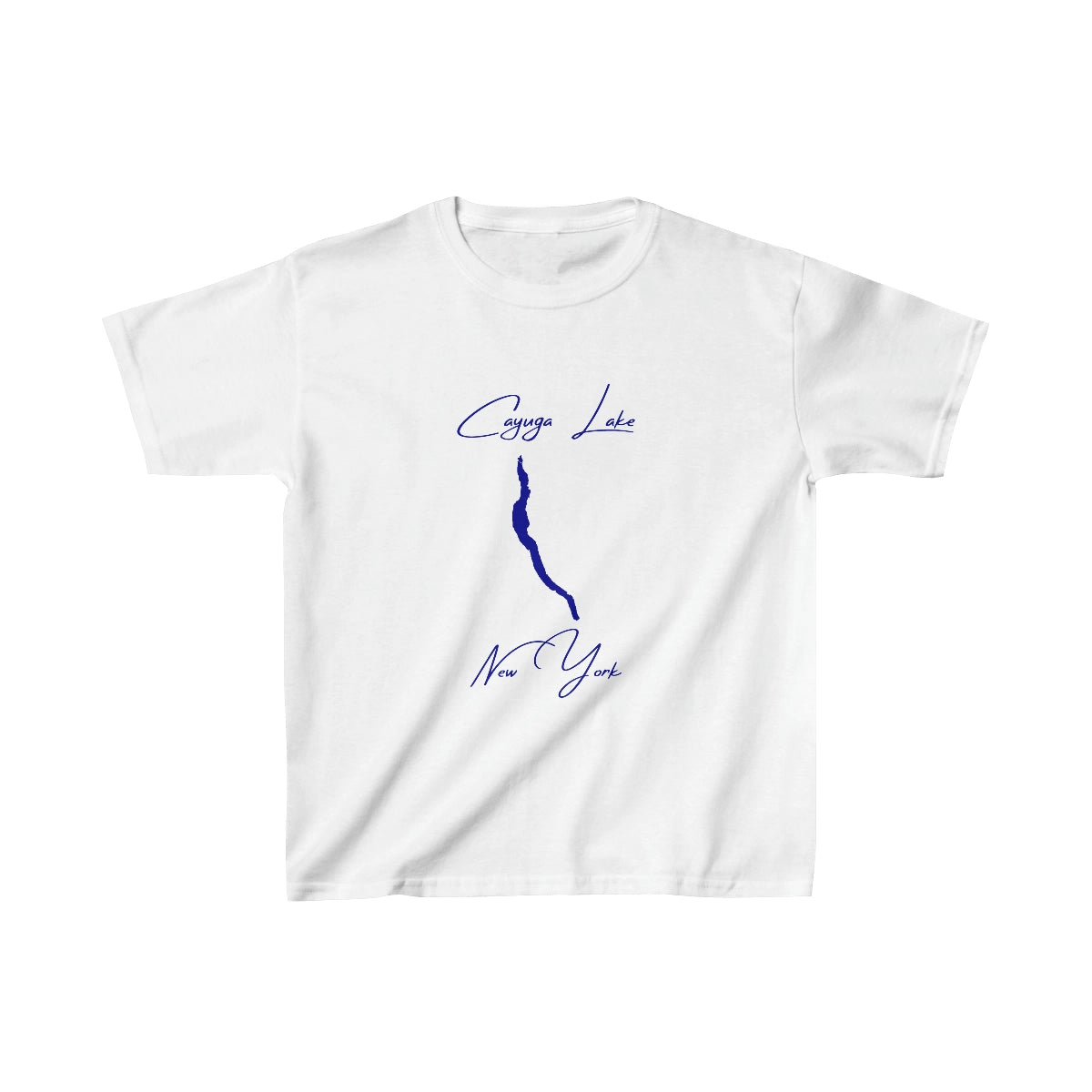 New York Cayuga Lake Youth T-shirt front position view from front white.webp