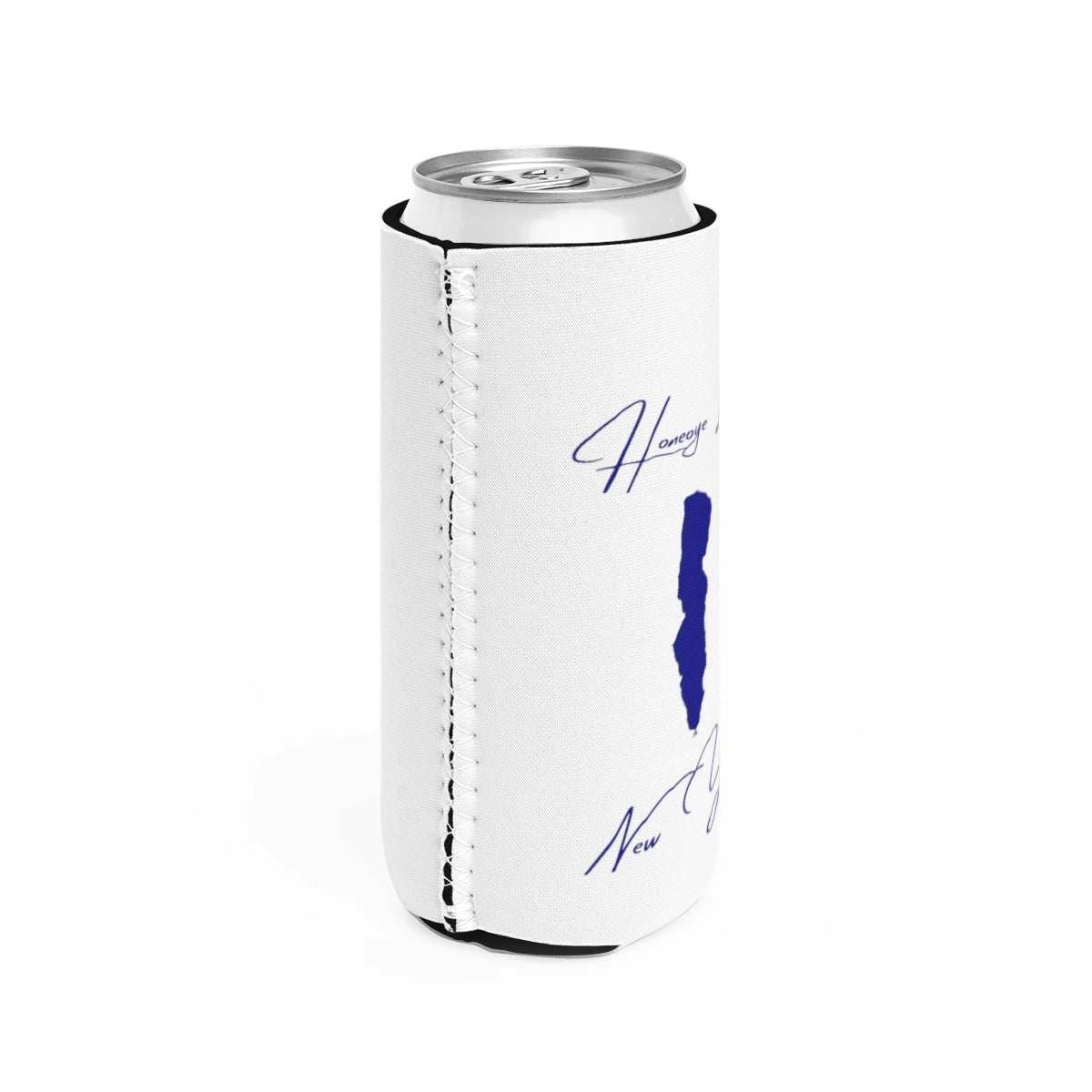 New York Honeoye Lake Slim Can Koozie all position view from right white.webp