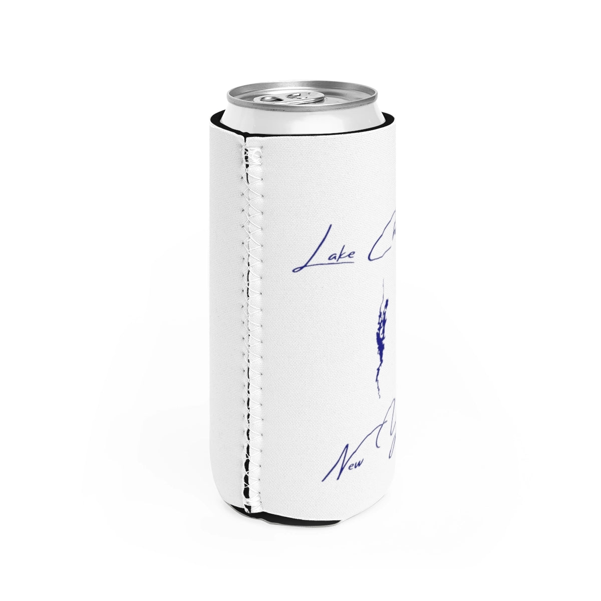 New York Lake Champlain Slim Can Koozie all position view from right white.webp