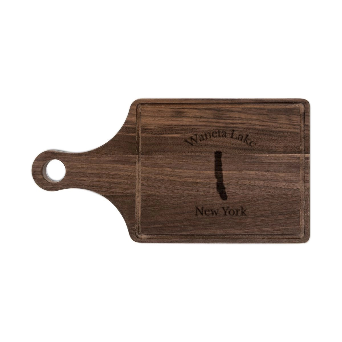 New York Waneta Lake Engraved Cutting Board front position view from front walnut.webp