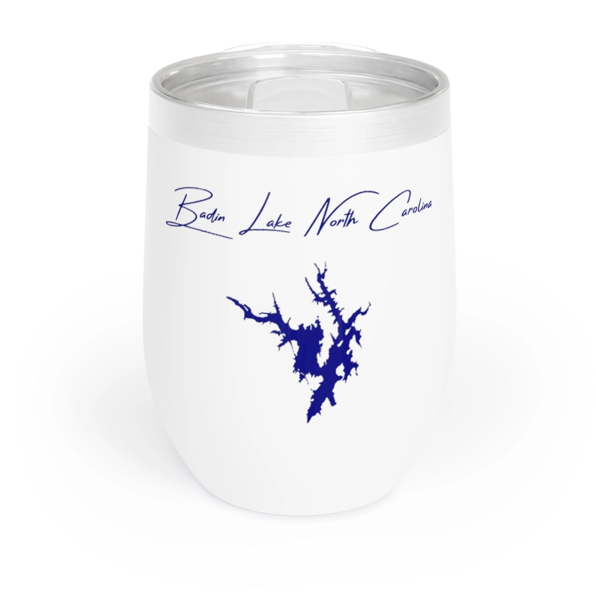 North Carolina Badin Lake Wine Tumbler front position view from front white.webp