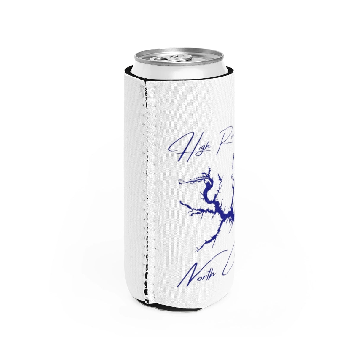 North Carolina High Rock Lake Slim Can Koozie all position view from right white.webp