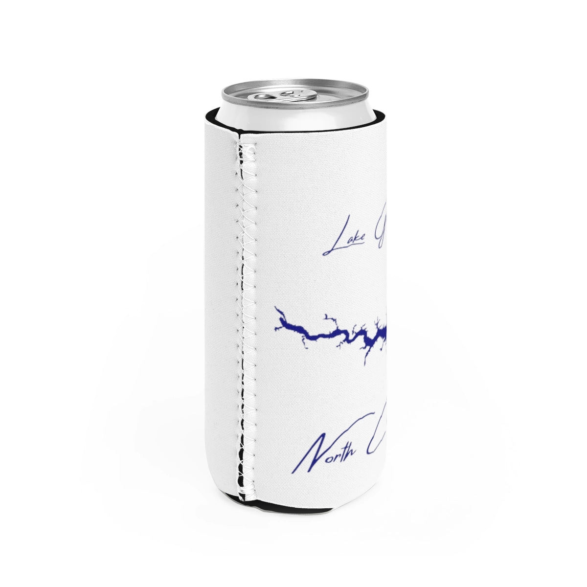 North Carolina Lake Gaston Slim Can Koozie all position view from right white.webp