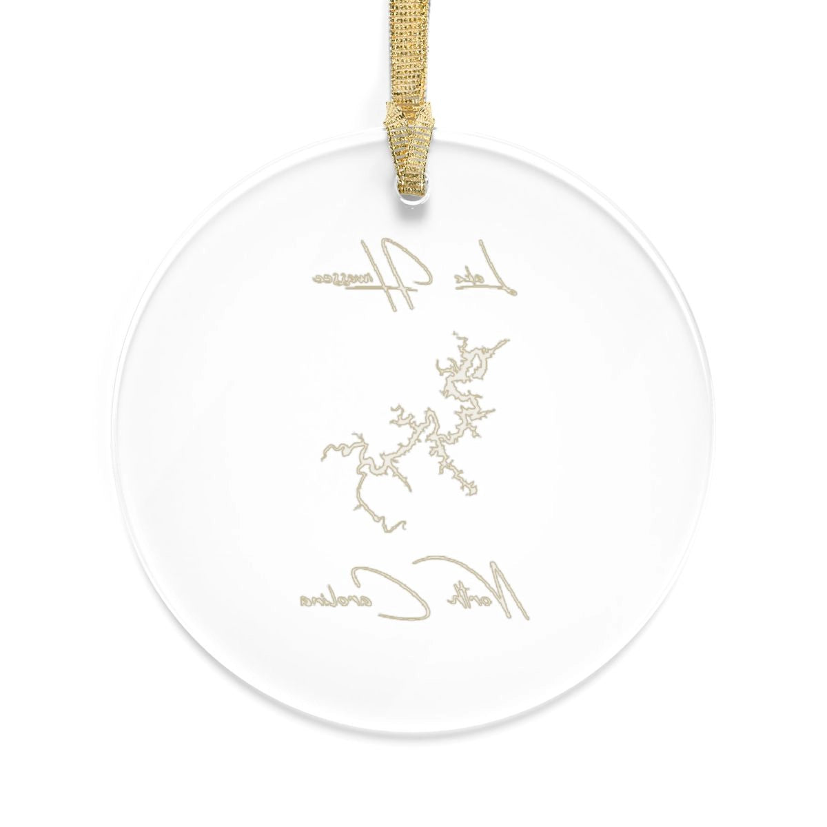 North Carolina Lake Hiwassee Tree Ornament other position view from back round.webp