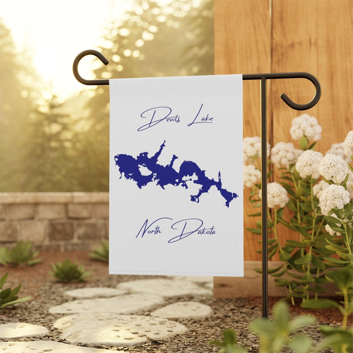 North Dakota Devils Lake Garden Banner other position view from context-1 12'' x 18''.webp