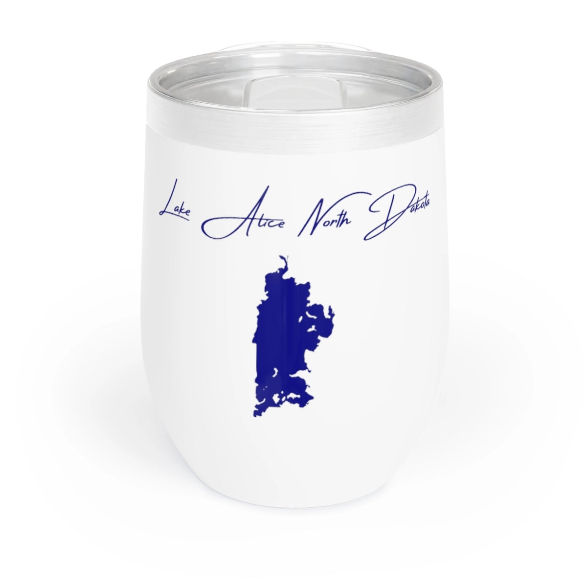 North Dakota Lake Alice Wine Tumbler front position view from front white.webp