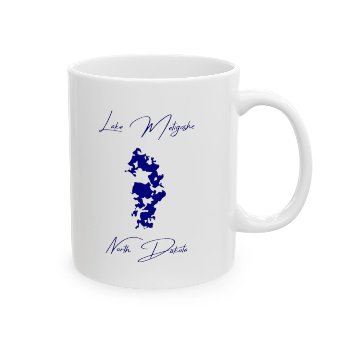 North Dakota Lake Metigoshe Ceramic Mug other position view from right 11oz.webp