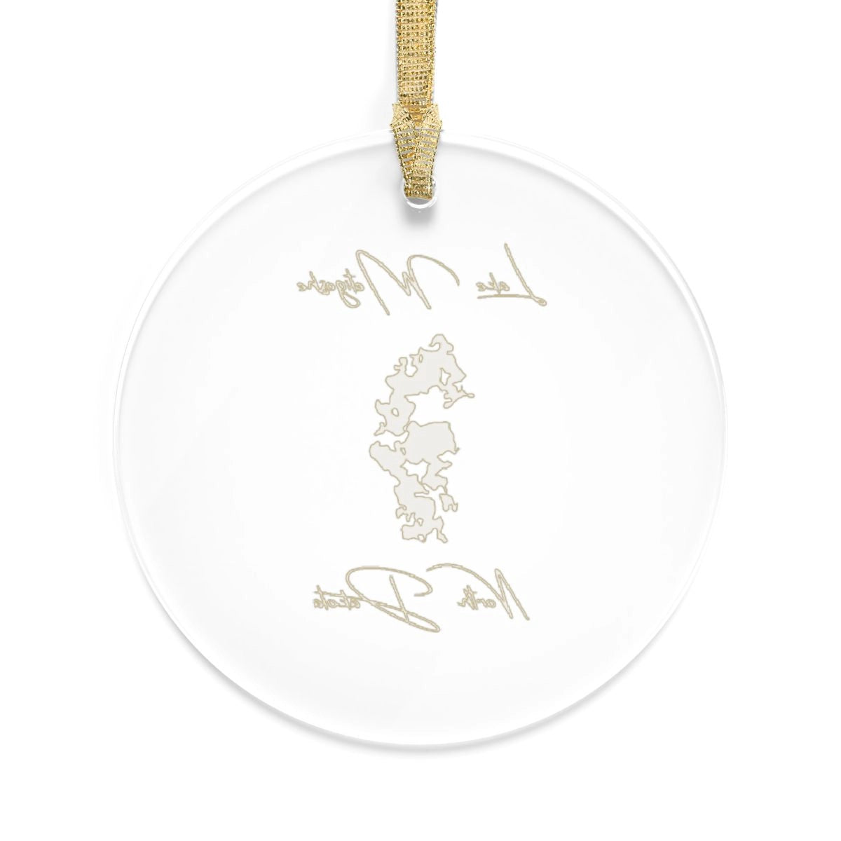 North Dakota Lake Metigoshe Tree Ornament other position view from back round.webp