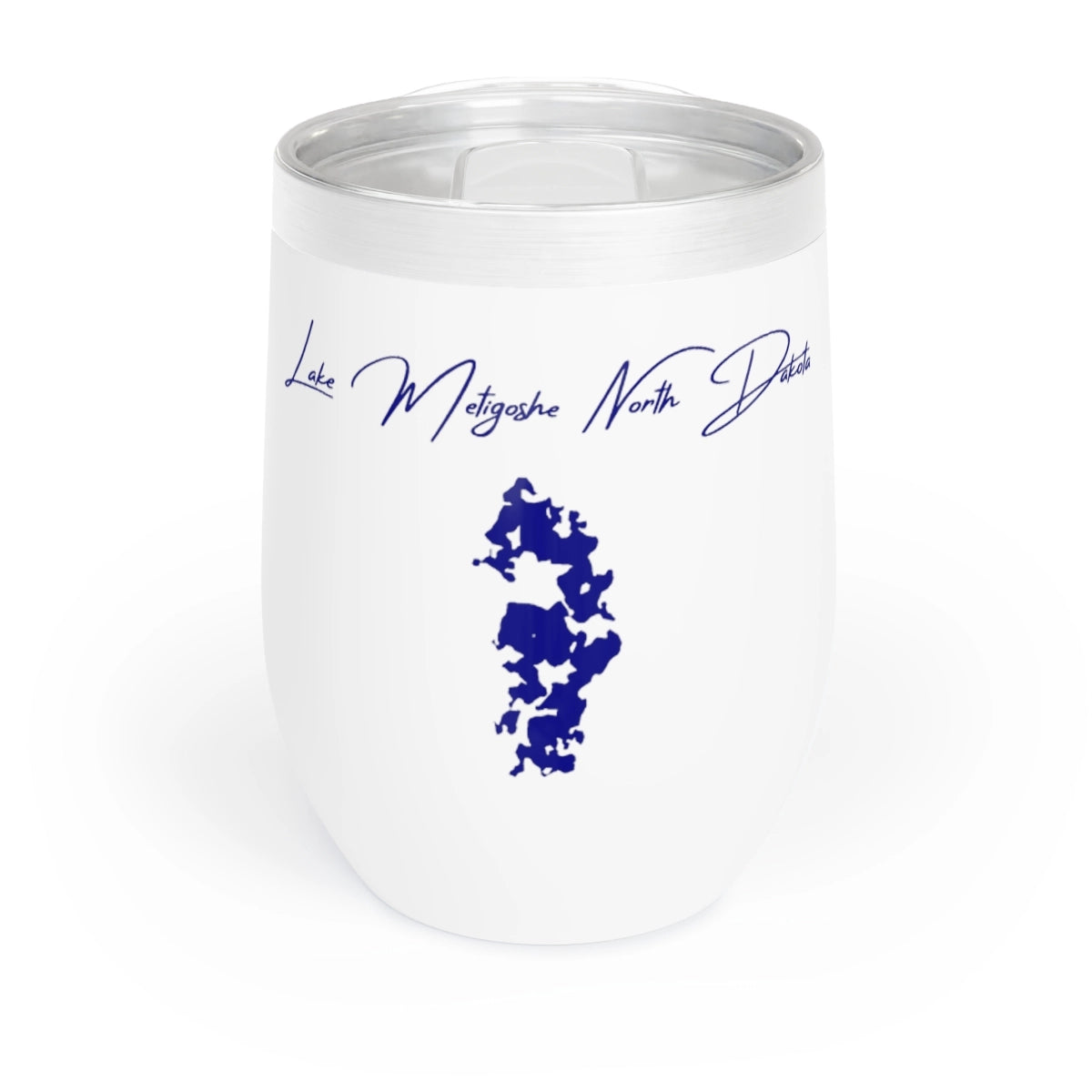 North Dakota Lake Metigoshe Wine Tumbler front position view from front white.webp