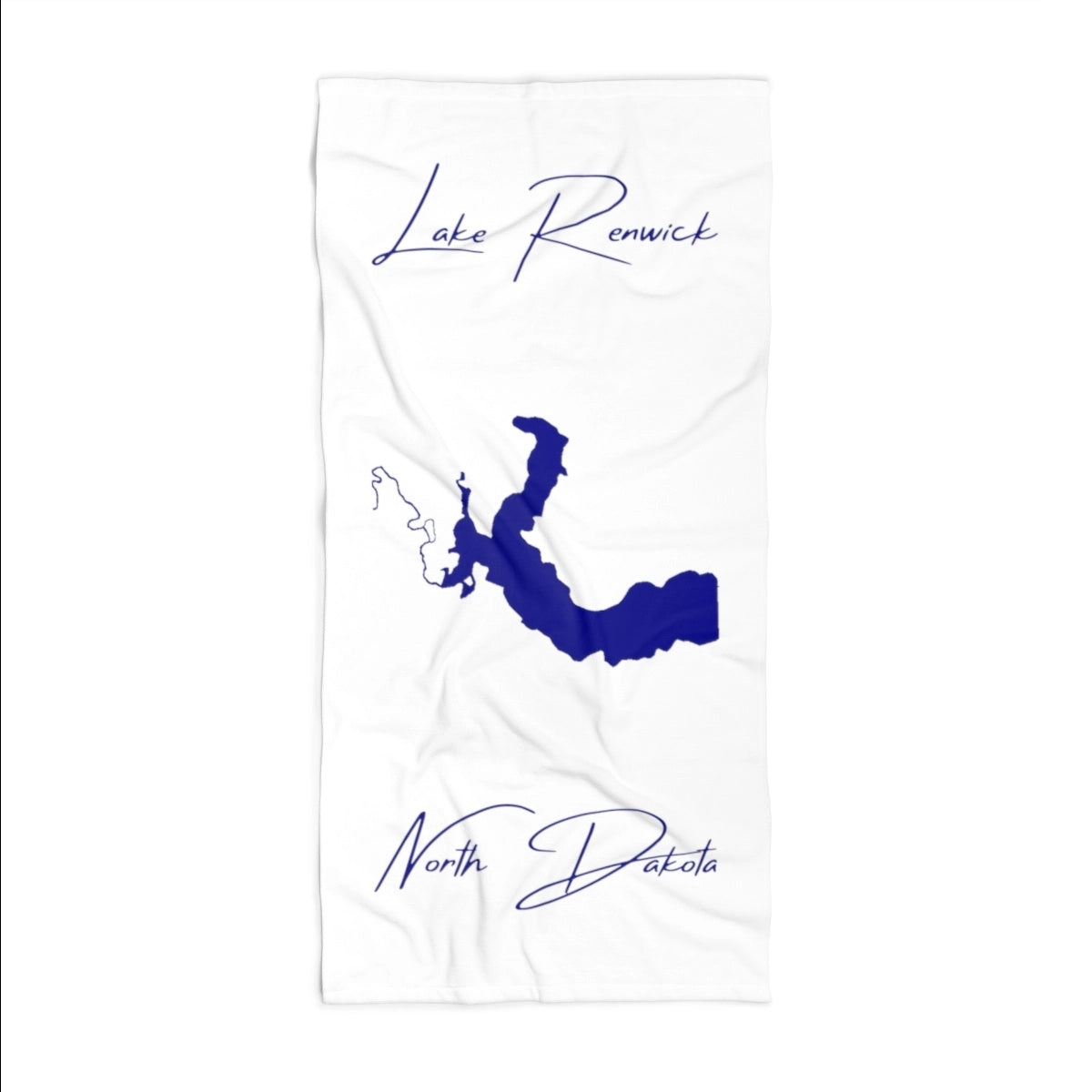 North Dakota Lake Renwick Beach Towel front position view from front 36 x 72.webp