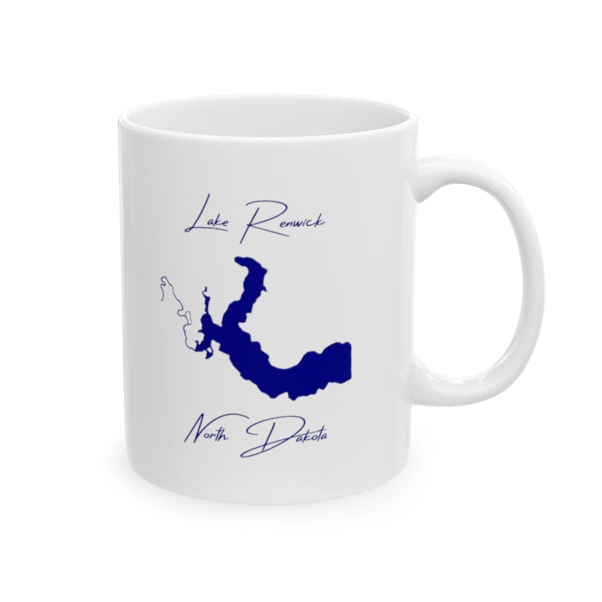 North Dakota Lake Renwick Ceramic Mug other position view from right 11oz.webp