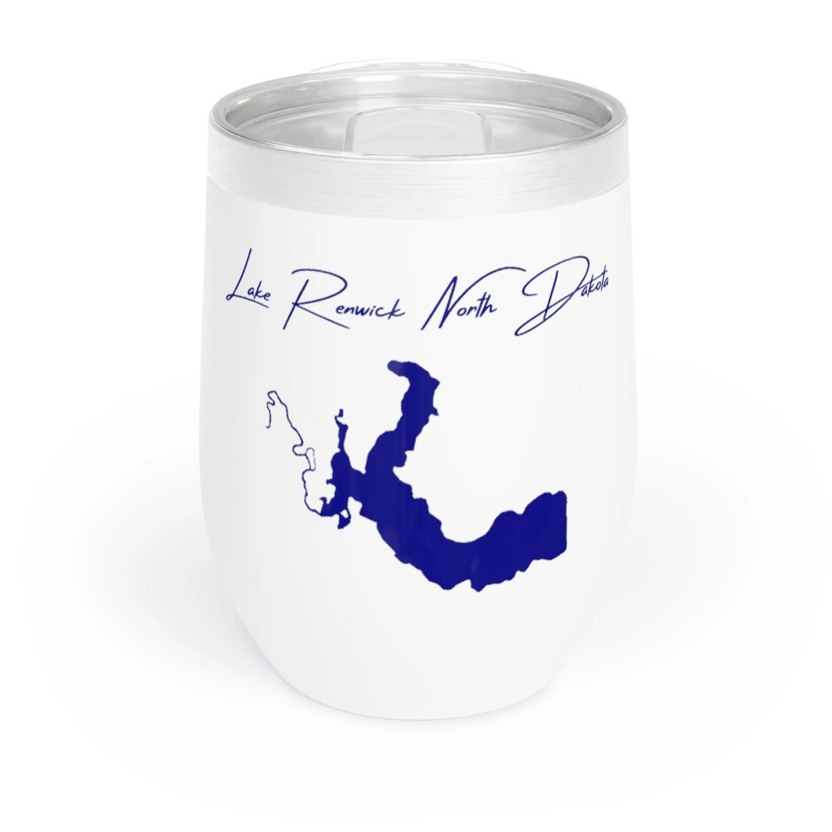 North Dakota Lake Renwick Wine Tumbler front position view from front white.webp