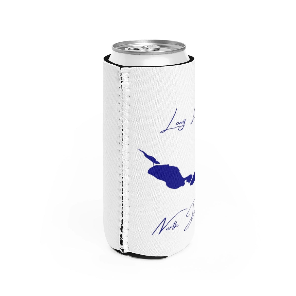 North Dakota Long Lake Slim Can Koozie all position view from right white.webp