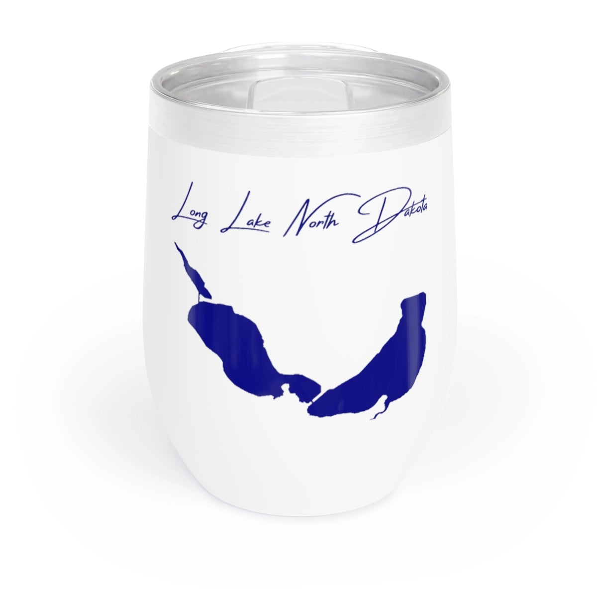 North Dakota Long Lake Wine Tumbler front position view from front white.webp