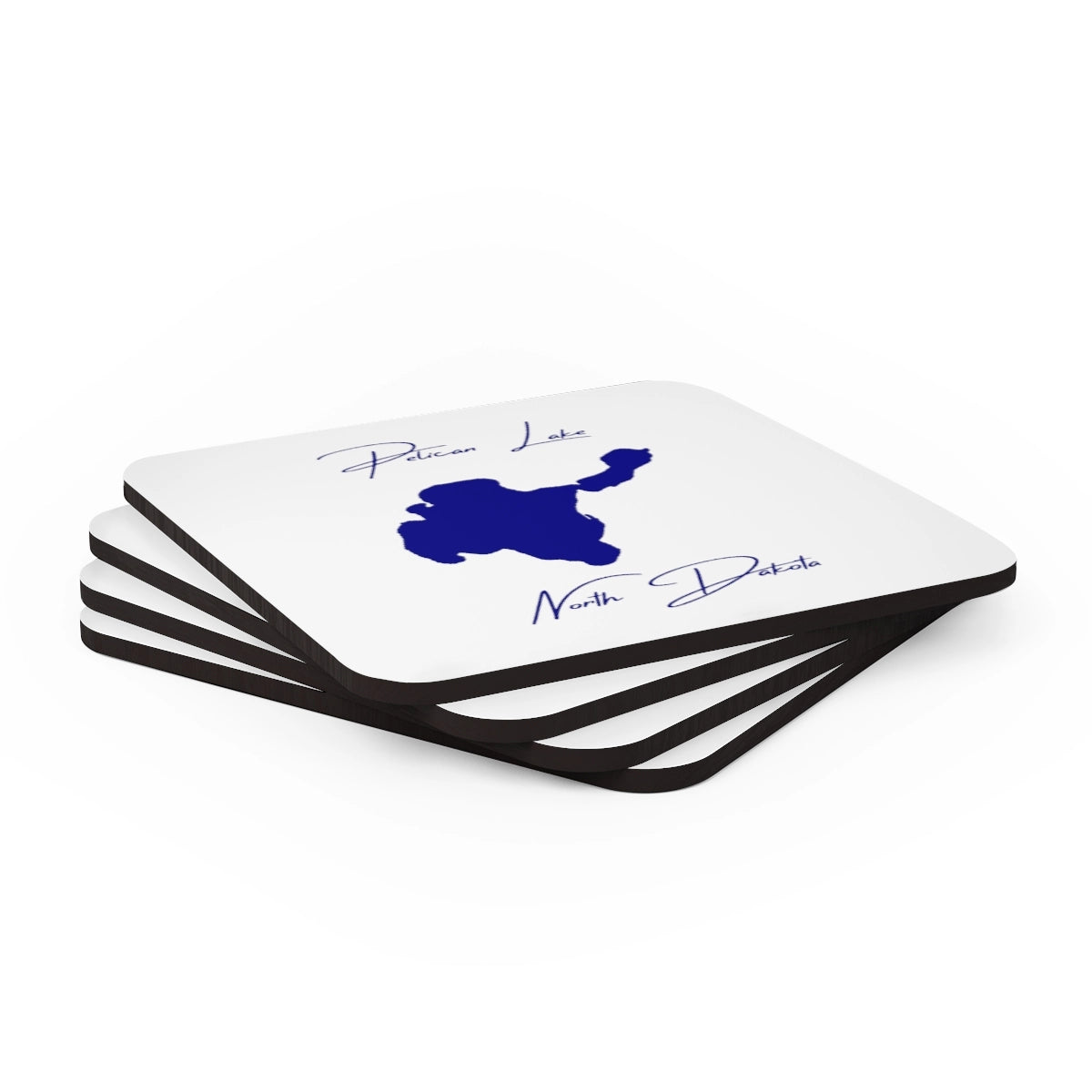 North Dakota Pelican Lake Coaster Set front position view from stacked 3.75 x 3.75.webp