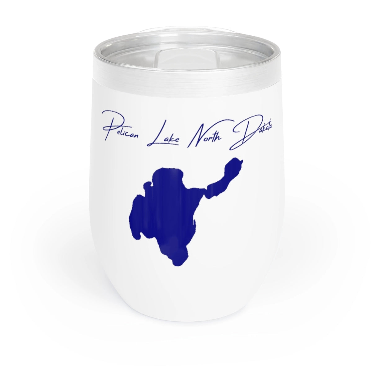 North Dakota Pelican Lake Wine Tumbler front position view from front white.webp