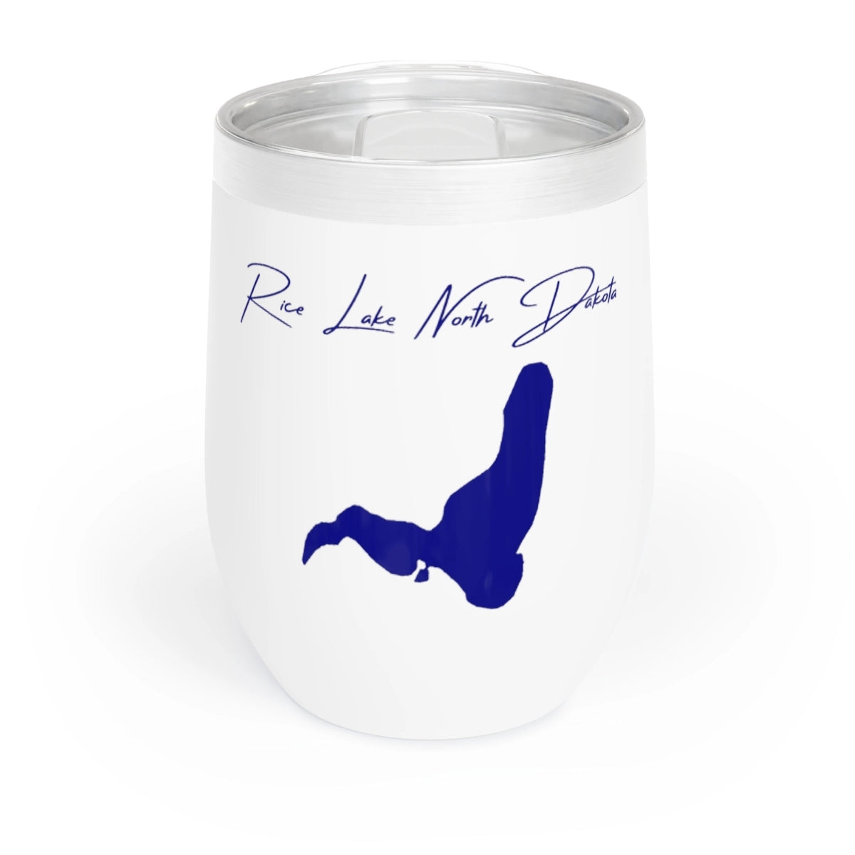 North Dakota Rice Lake Wine Tumbler front position view from front white.webp