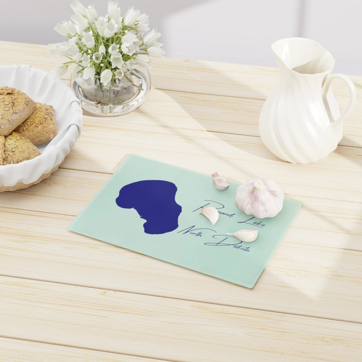 North Dakota Round Lake Cutting Board other position view from context-1 small.webp