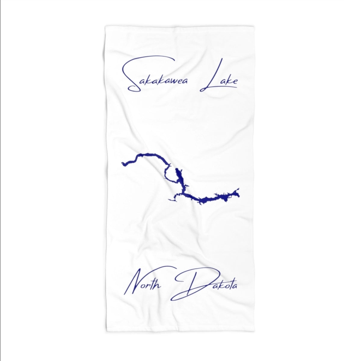 North Dakota Sakakawea Lake Beach Towel front position view from front 36 x 72.webp