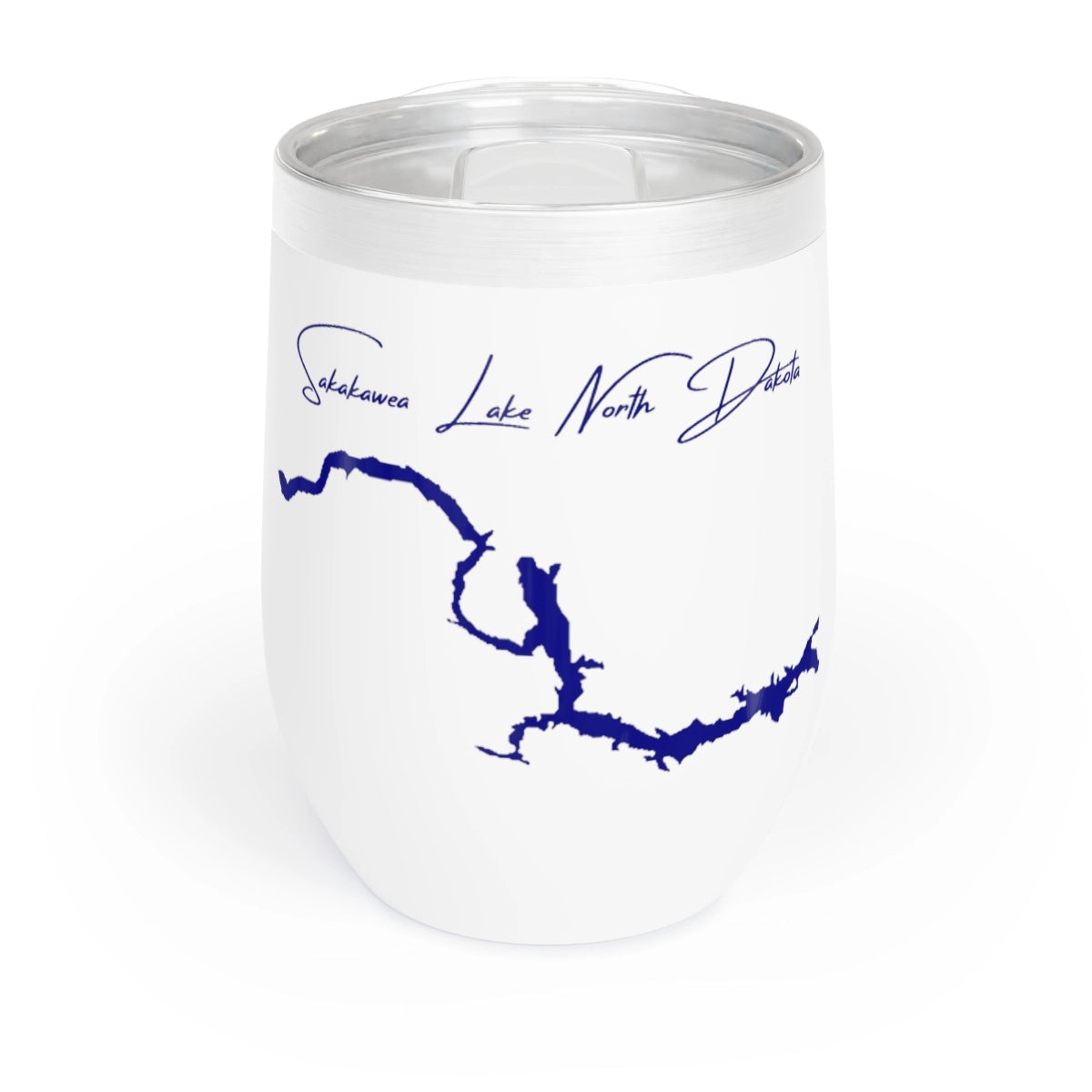 North Dakota Sakakawea Lake Wine Tumbler front position view from front white.webp