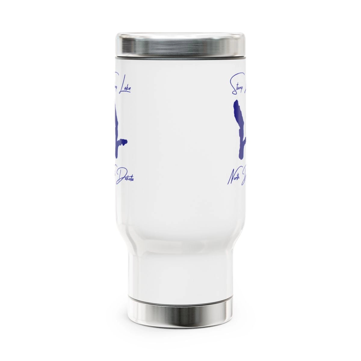 North Dakota Stump Lake Travel Mug other position view from front 14oz.webp