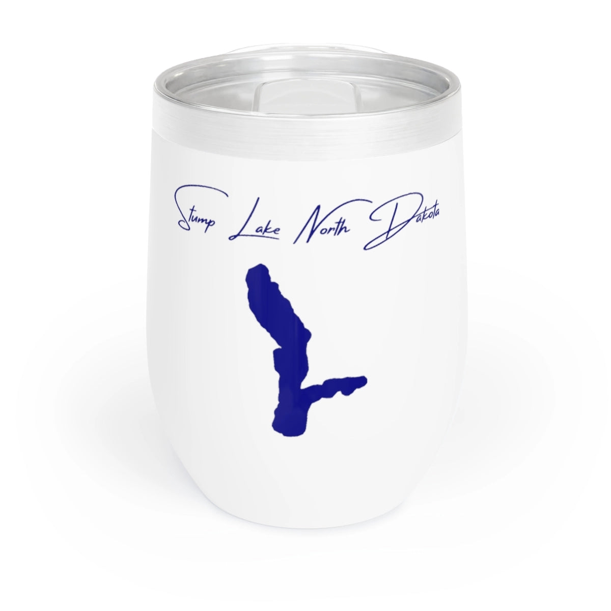 North Dakota Stump Lake Wine Tumbler front position view from front white.webp