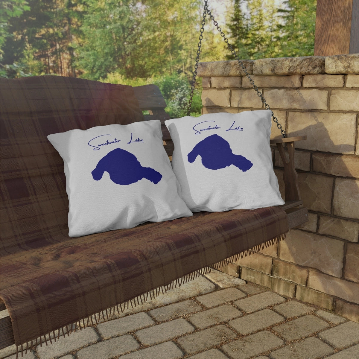 North Dakota Sweetwater Lake Outdoor Pillow all position view from context-2 20 x 20.webp