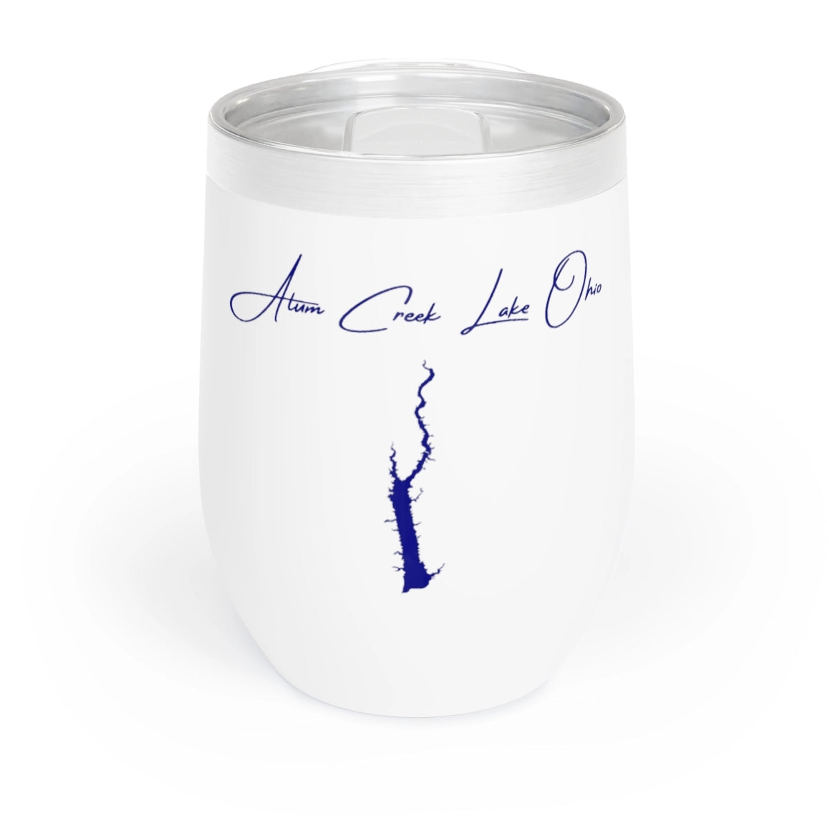 Ohio Alum Creek Lake Wine Tumbler front position view from front white.webp